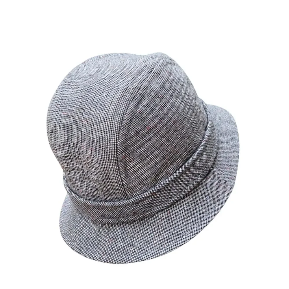 Vintage Black Tweed Cloche Bucket Hat L Quiet Luxury Equestrian Dark Academia - Picture 6 of 10